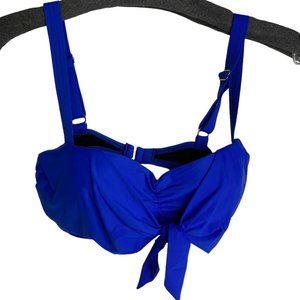 Athena Womens Blue Lined Swimsuit Top with Front Tie Size 8 Coastal Beach Resort